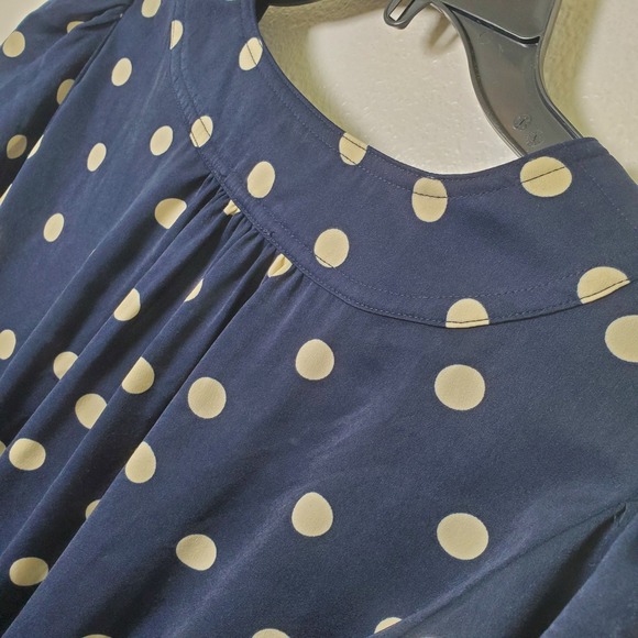 Summersalt The Wrap Navy Blue & Cream Polka Dot Short Sleeve Midi Dress Size 8 - Picture 3 of 11